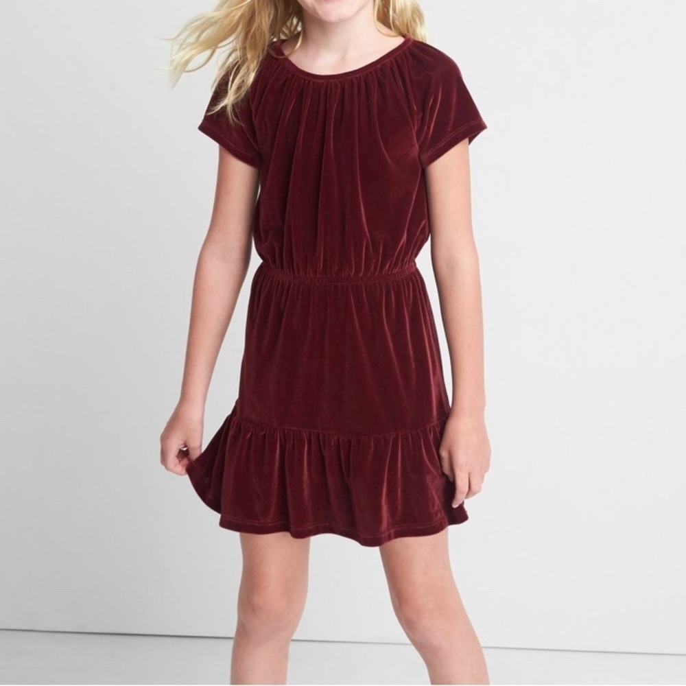 Gap Kids Girls Black Velvet Keyhole Tiered Dress size M (8)